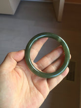 Load image into Gallery viewer, 59.4mm certified 100% Natural dark green gray black round cut nephrite bangle HN157-9684