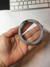 Load image into Gallery viewer, 54mm 100% Natural type A icy watery green white carved flowers and golden-painted Jadeite Jade bangle PB285