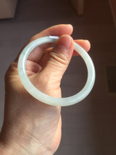 Load image into Gallery viewer, 55mm Certified Type A 100% Natural icy watery green white slim round cut Jadeite bangle PF66-04445