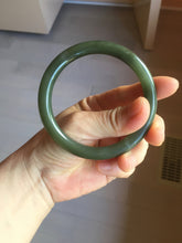 Load image into Gallery viewer, 59.4mm certified 100% Natural dark green gray black round cut nephrite bangle HN157-9684