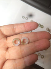 Load image into Gallery viewer, 100% Natural icy watery white/green/brown ring dangling jadeite Jade earring C10 Add one item. Not sale alone