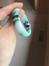 Load image into Gallery viewer, 46.7mm certified Type A 100% Natural sunny green/brown/white(白底青) kids Jadeite Jade bangle/scarf buckle PJ67-0098