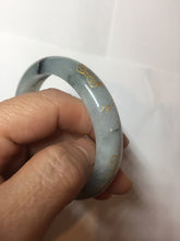 Load image into Gallery viewer, 54mm 100% Natural type A icy watery green white carved flowers and golden-painted Jadeite Jade bangle PB285