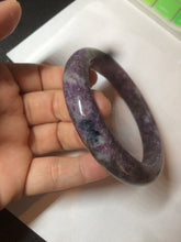 Load image into Gallery viewer, 60mm 100% natural purple/dark blue/brown/white purple mica + Tourmaline bangle SY34