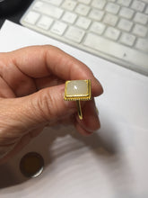 Load image into Gallery viewer, 100% Natural dark green/beige pale pink nephrite Jade ring (adjustable size) HN117