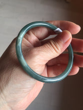 Load image into Gallery viewer, 55mm Certified Type A 100% Natural dark green/blue/gray Guatemala slim round cut Jadeite bangle PE60-7065