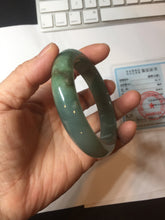 Load image into Gallery viewer, 56.8mm Certified 100% natural Type A oily dark green/ gray (老油青) jadeite jade bangle PB286-0548