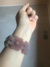 Load image into Gallery viewer, 54mm 100% natural light red/purple/white Quartzite (Shetaicui jade) carved galsang flower(格桑花) bangle XY96