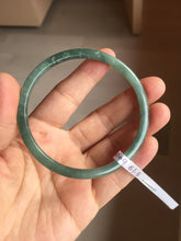 Load image into Gallery viewer, 61.5mm Certified Type A 100% Natural light green/blue/gray Guatemala slim round cut Jadeite bangle BP218-3809