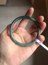 Load image into Gallery viewer, 61.5mm Certified Type A 100% Natural light green/blue/gray with black floating flowers Guatemala slim round cut Jadeite bangle BP217-3791