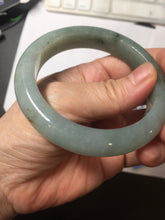 Load image into Gallery viewer, 55.5mm certified type A 100% Natural light green dark green gray(淡油青) jadeite jade bangle BS151-0495