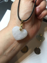Load image into Gallery viewer, Type A 100% Natural watery light green/purple/yellow Jadeite Jade 3D sweet heart Pendant Z138