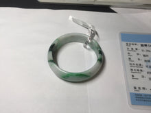 Load image into Gallery viewer, 46.7mm certified Type A 100% Natural sunny green/brown/white(白底青) kids Jadeite Jade bangle/scarf buckle PJ67-0098