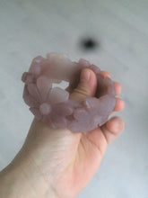 Load image into Gallery viewer, 54mm 100% natural light red/purple/white Quartzite (Shetaicui jade) carved galsang flower(格桑花) bangle XY96