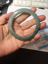 Load image into Gallery viewer, 55.5mm certified type A 100% Natural light green dark green gray(淡油青) jadeite jade bangle BS151-0495