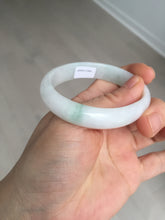 Load image into Gallery viewer, 52mm certified Type A 100% Natural green/white oval Jadeite Jade bangle BM60-0287