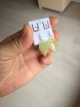 Load image into Gallery viewer, 100% natural type A yellow sunny green(阳绿+黄翡) jadeite jade leaf earring PC25-2