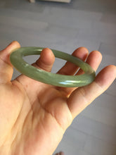 Load image into Gallery viewer, 55mm certified 100% Natural dark green gray flat nephrite bangle HN155-9687