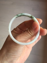 Load image into Gallery viewer, 50.2mm Certified Type A 100% Natural white with floating flowers/purple Jadeite Jade bangle BL92-4677