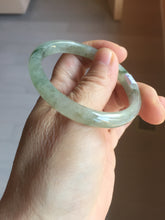 Load image into Gallery viewer, 52mm Certified Type A 100% Natural icy watery light green/dark green/black oval Jadeite bangle PD108-8546