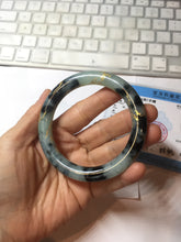 Load image into Gallery viewer, 58mm 100% Natural type A icy watery green dark carved flowers golden-painted round cut Jadeite Jade bangle PH76-5856