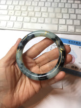 Load image into Gallery viewer, 58mm 100% Natural type A icy watery green dark carved flowers golden-painted round cut Jadeite Jade bangle PH76-5856