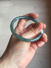 Load image into Gallery viewer, 56.5mm Certified Type A 100% Natural dark green/blue/gray Guatemala slim round cut Jadeite bangle PE58-7039