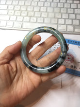 Load image into Gallery viewer, 58mm 100% Natural type A icy watery green dark carved flowers golden-painted round cut Jadeite Jade bangle PH76-5856