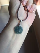 Load image into Gallery viewer, 100% Natural type A icy watery blue green gray Guatemala jadeite Rose Pendant group BP181