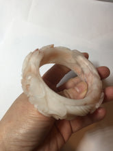 Load image into Gallery viewer, 51mm 100% natural pink red brown carved Phoenix and Peony (凤穿牡丹) Quartzite (Shetaicui jade) bangle SY126