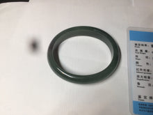 Load image into Gallery viewer, 52.5mm certified type A 100% Natural watery dark green/black oval Jadeite jade bangle BF77-1092