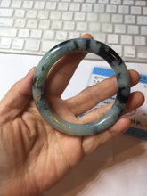 Load image into Gallery viewer, 58mm 100% Natural type A icy watery green dark carved flowers golden-painted round cut Jadeite Jade bangle PH76-5856