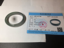 Load image into Gallery viewer, 52.5mm certified type A 100% Natural watery dark green/black oval Jadeite jade bangle BF77-1092