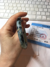 Load image into Gallery viewer, 58mm 100% Natural type A icy watery green dark carved flowers golden-painted round cut Jadeite Jade bangle PH76-5856