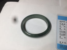 Load image into Gallery viewer, 52.5mm certified type A 100% Natural watery dark green/black oval Jadeite jade bangle BF77-1092