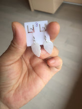 Load image into Gallery viewer, 100% natural type A white purple jadeite jade leaf earring PC25-3