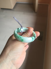 Load image into Gallery viewer, 46.7mm certified Type A 100% Natural sunny green/brown/white(白底青) kids Jadeite Jade bangle/scarf buckle PJ67-0098