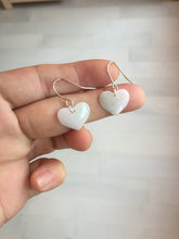 Load image into Gallery viewer, 100% Natural type A light green white heart jadeite Jade beads earring group BP56 (add-on item, not for sale individually)