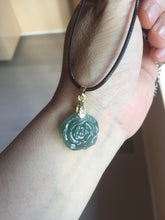 Load image into Gallery viewer, 100% Natural type A icy watery blue green gray Guatemala jadeite Rose Pendant group BP181