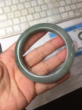 Load image into Gallery viewer, 55.5mm certified type A 100% Natural light green dark green gray(淡油青) jadeite jade bangle BS151-0495