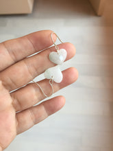 Load image into Gallery viewer, 100% Natural type A light green white heart jadeite Jade beads earring group BP56 (add-on item, not for sale individually)