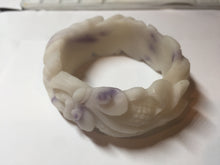 Load image into Gallery viewer, 55.5mm 100% natural pink red brown beige carved Goldern fish and lotus (金玉满堂) Quartzite (Shetaicui jade) bangle SY127