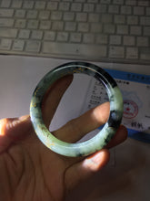 Load image into Gallery viewer, 58mm 100% Natural type A icy watery green dark carved flowers golden-painted round cut Jadeite Jade bangle PH76-5856