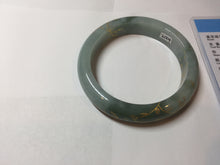 Load image into Gallery viewer, 57.3mm 100% Natural type A greenwatermelon rind (瓜油青) carved flowers and golden-painted Jadeite Jade bangle PB287-2124