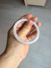 Load image into Gallery viewer, 55.4mm 100% natural Type A light purple white slim round cut jadeite jade bangle BM108-4525