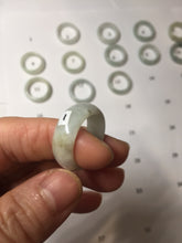 Load image into Gallery viewer, Size 6 1/2-9 100% natural type A white light green broad jadeite jade band ring PA253