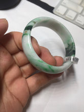 Load image into Gallery viewer, 46.7mm certified Type A 100% Natural sunny green/brown/white(白底青) kids Jadeite Jade bangle/scarf buckle PJ67-0098