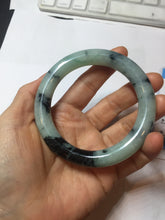 Load image into Gallery viewer, 58.8mm certified 100% natural type A dark green white with green floating flowers jadeite bangle PH77-5859