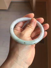 Load image into Gallery viewer, 59.2mm certified Type A 100% Natural dark green gray light purple with brown flying dandelions slim round cut Jadeite Jade bangle PH220-3236