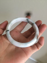 Load image into Gallery viewer, 59.4mm Certificated Type A 100% Natural White purple with green floating flowers Jadeite Jade bangle G110-1-9523